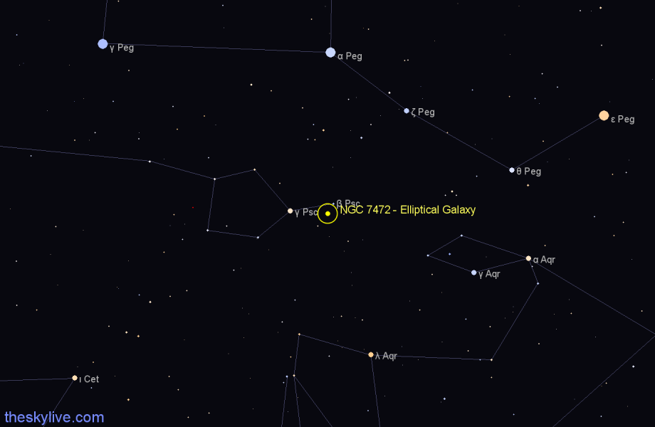 Finder chart NGC 7472 - Elliptical Galaxy in Pisces star