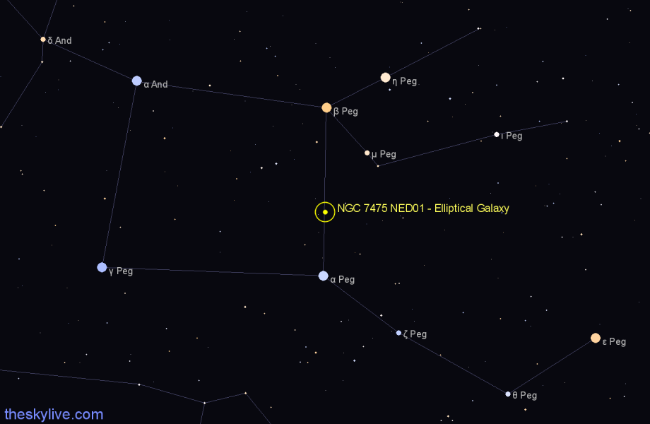 Finder chart NGC 7475 NED01 - Elliptical Galaxy in Pegasus star