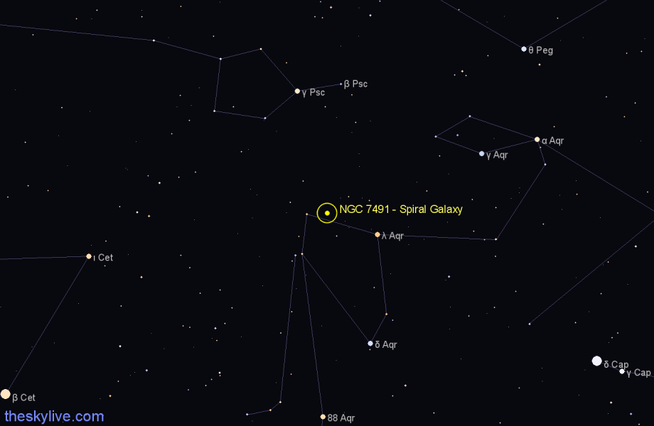 Finder chart NGC 7491 - Spiral Galaxy in Aquarius star