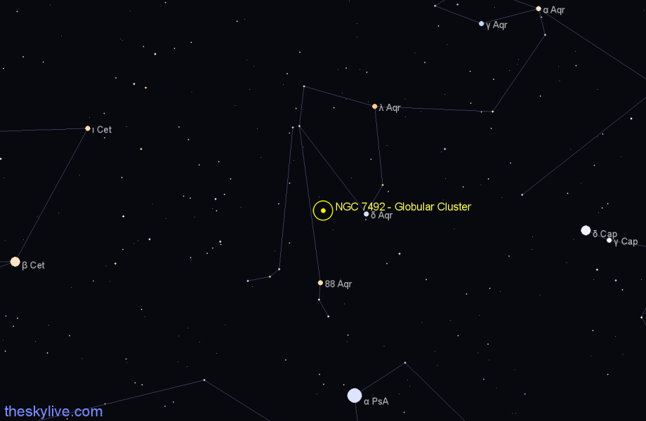 Finder chart NGC 7492 - Globular Cluster in Aquarius star