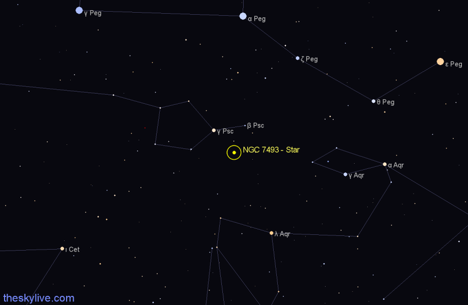 Finder chart NGC 7493 - Star in Pisces star