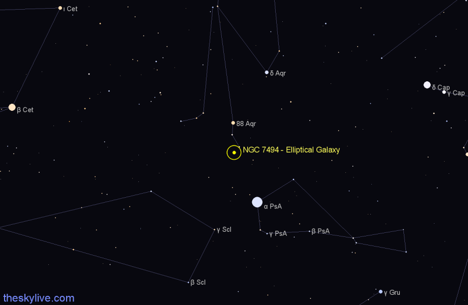 Finder chart NGC 7494 - Elliptical Galaxy in Aquarius star
