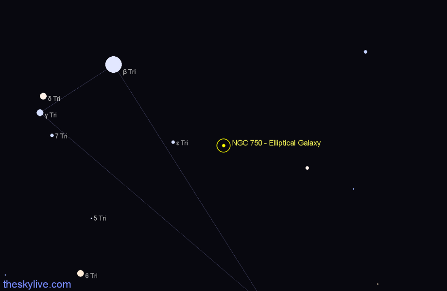 Finder chart NGC 750 - Elliptical Galaxy in Triangulum star