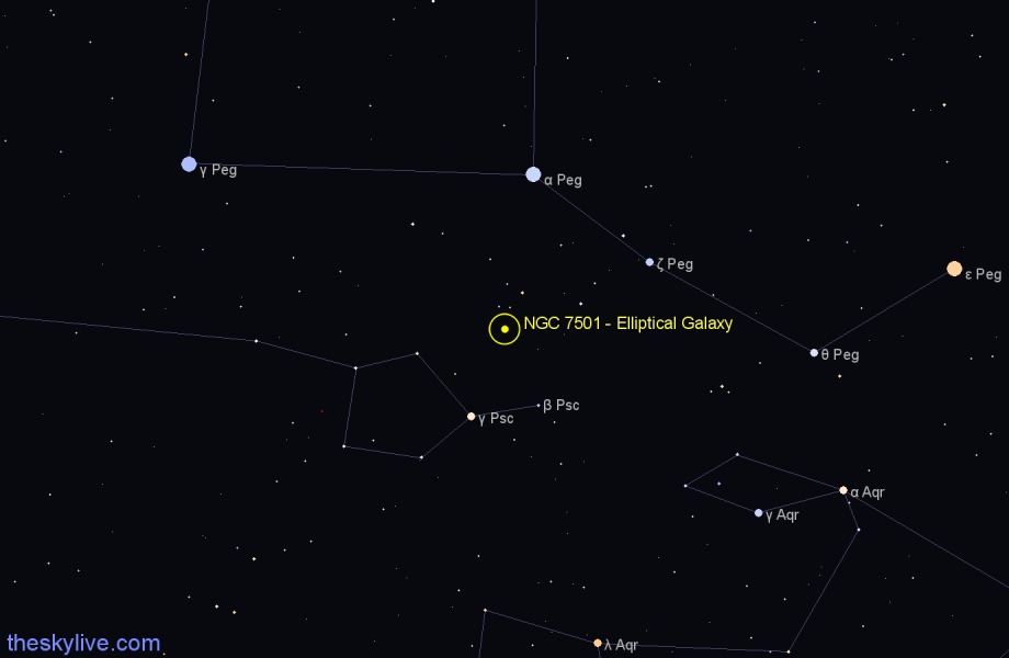 Finder chart NGC 7501 - Elliptical Galaxy in Pisces star