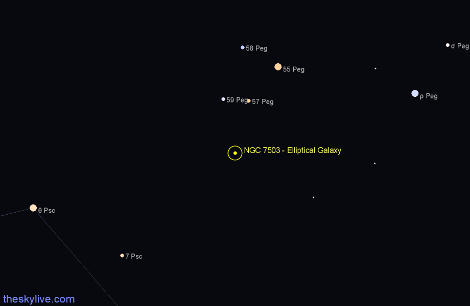 Finder chart NGC 7503 - Elliptical Galaxy in Pisces star