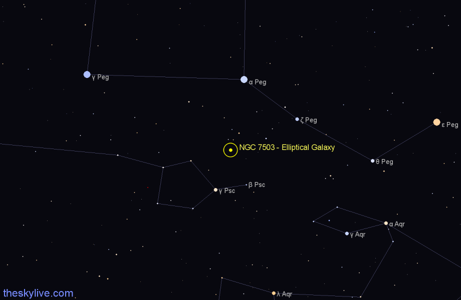Finder chart NGC 7503 - Elliptical Galaxy in Pisces star