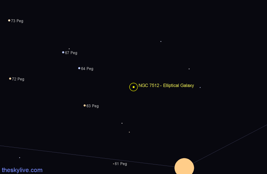 Finder chart NGC 7512 - Elliptical Galaxy in Pegasus star