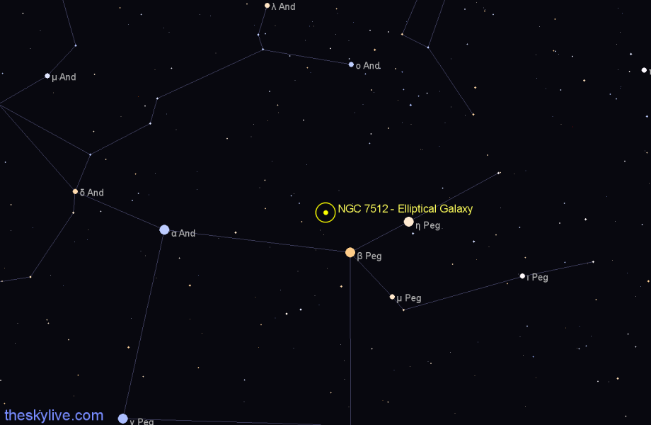 Finder chart NGC 7512 - Elliptical Galaxy in Pegasus star