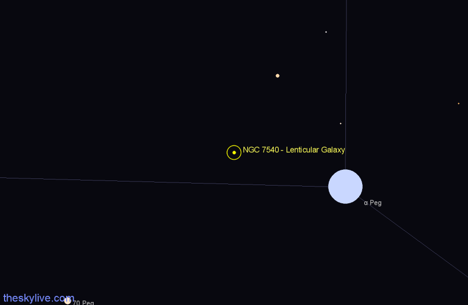 Finder chart NGC 7540 - Lenticular Galaxy in Pegasus star