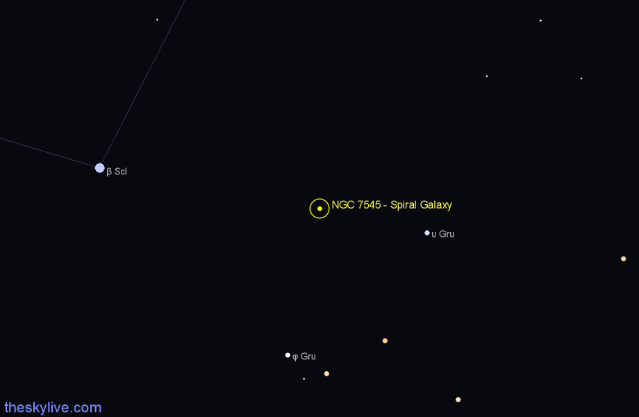 Finder chart NGC 7545 - Spiral Galaxy in Grus star