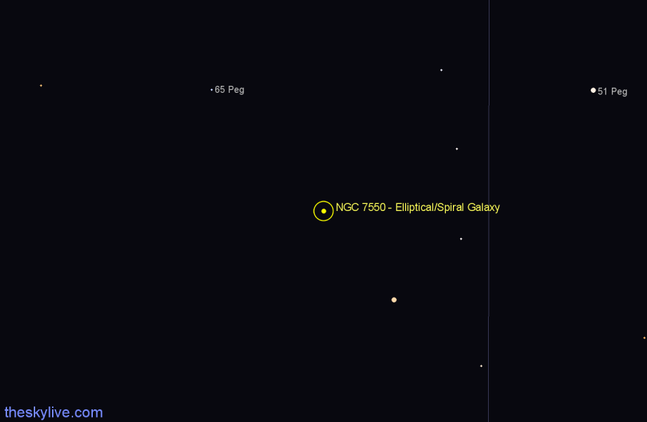 Finder chart NGC 7550 - Elliptical/Spiral Galaxy in Pegasus star