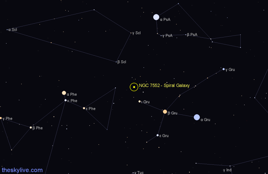 Finder chart NGC 7552 - Spiral Galaxy in Grus star