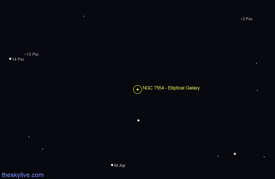 Finder chart NGC 7554 - Elliptical Galaxy in Pisces star