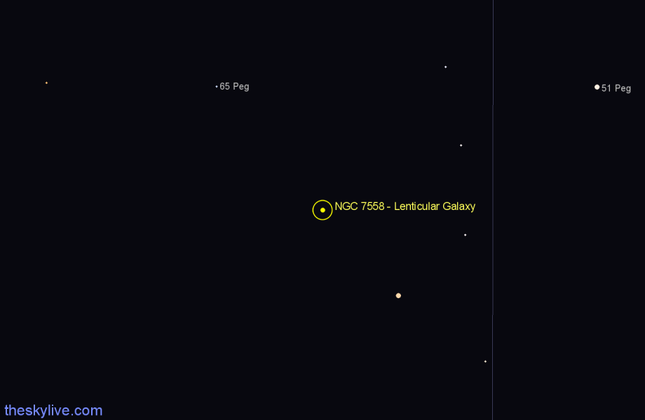 Finder chart NGC 7558 - Lenticular Galaxy in Pegasus star