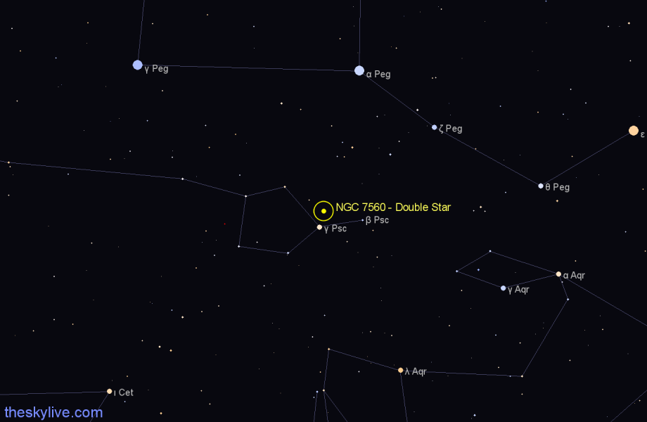 Finder chart NGC 7560 - Double Star in Pisces star