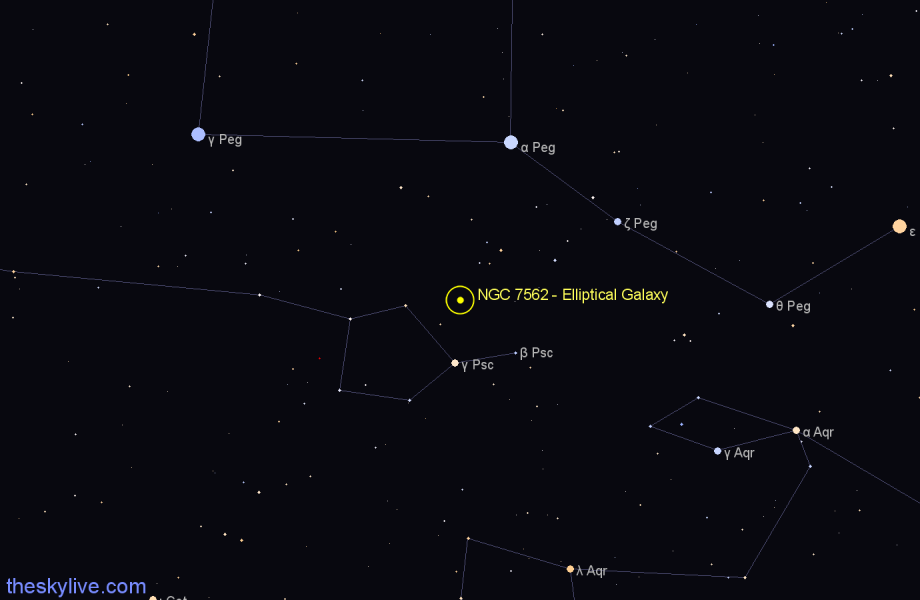 Finder chart NGC 7562 - Elliptical Galaxy in Pisces star