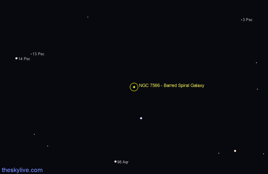 Finder chart NGC 7566 - Barred Spiral Galaxy in Pisces star