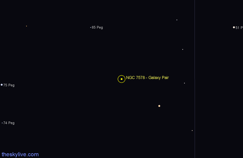 Finder chart NGC 7578 - Galaxy Pair in Pegasus star
