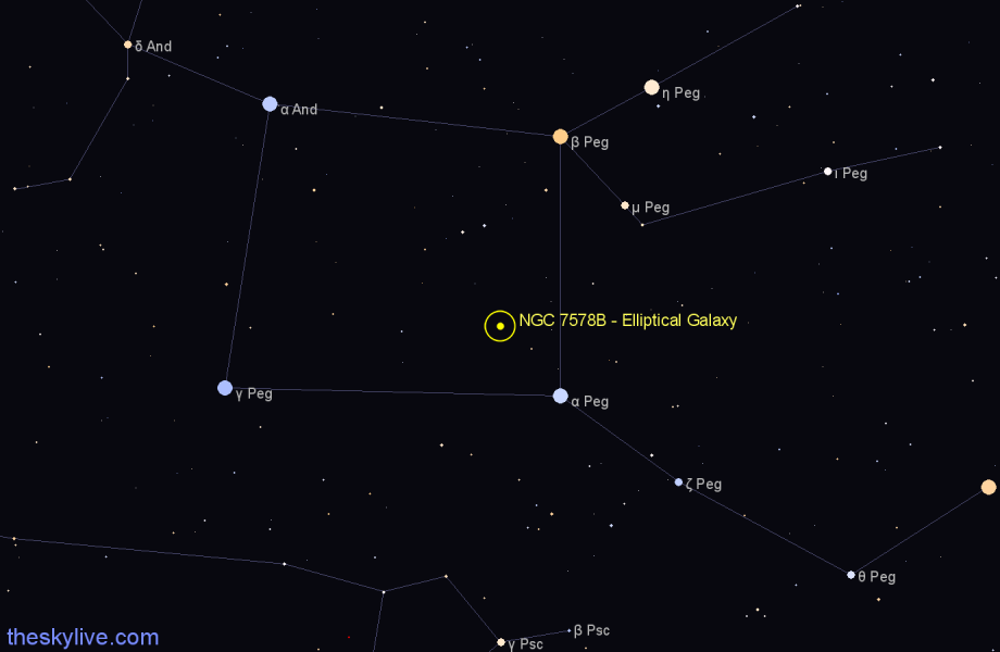 Finder chart NGC 7578B - Elliptical Galaxy in Pegasus star