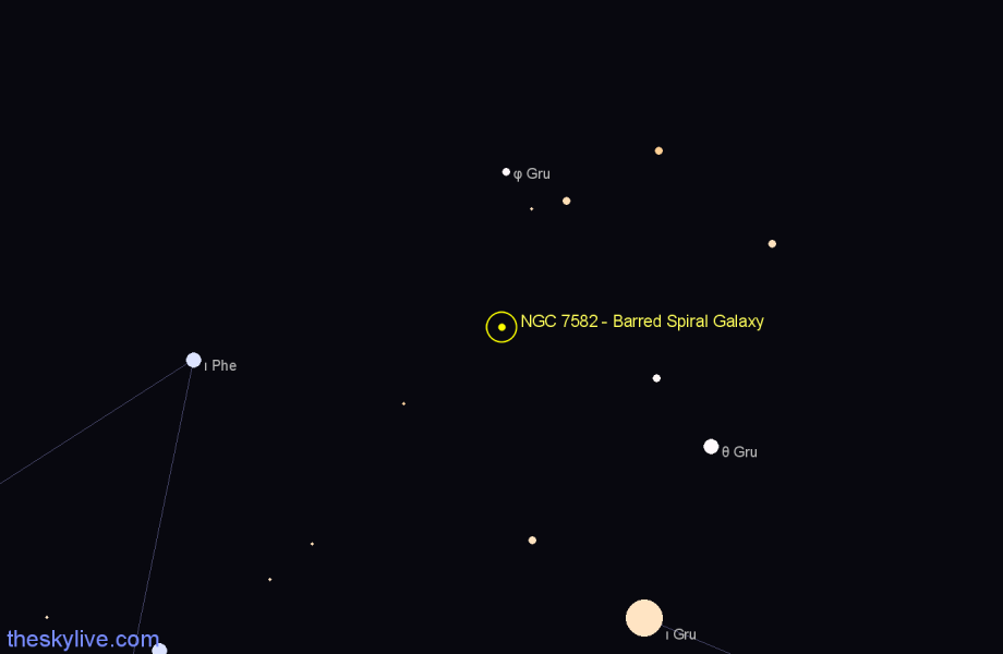 Finder chart NGC 7582 - Barred Spiral Galaxy in Grus star