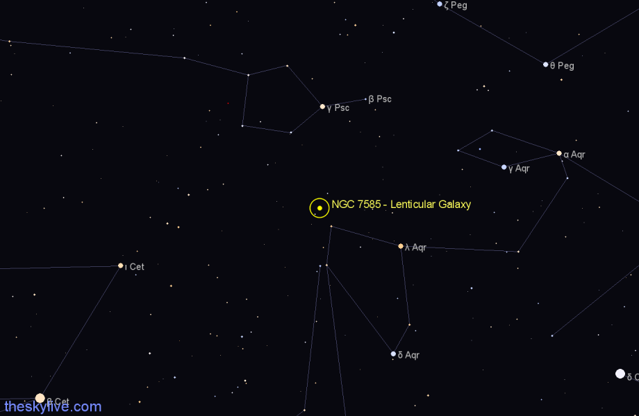 Finder chart NGC 7585 - Lenticular Galaxy in Aquarius star