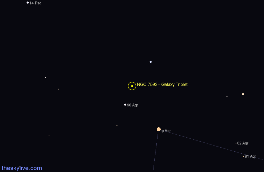 Finder chart NGC 7592 - Galaxy Triplet in Aquarius star