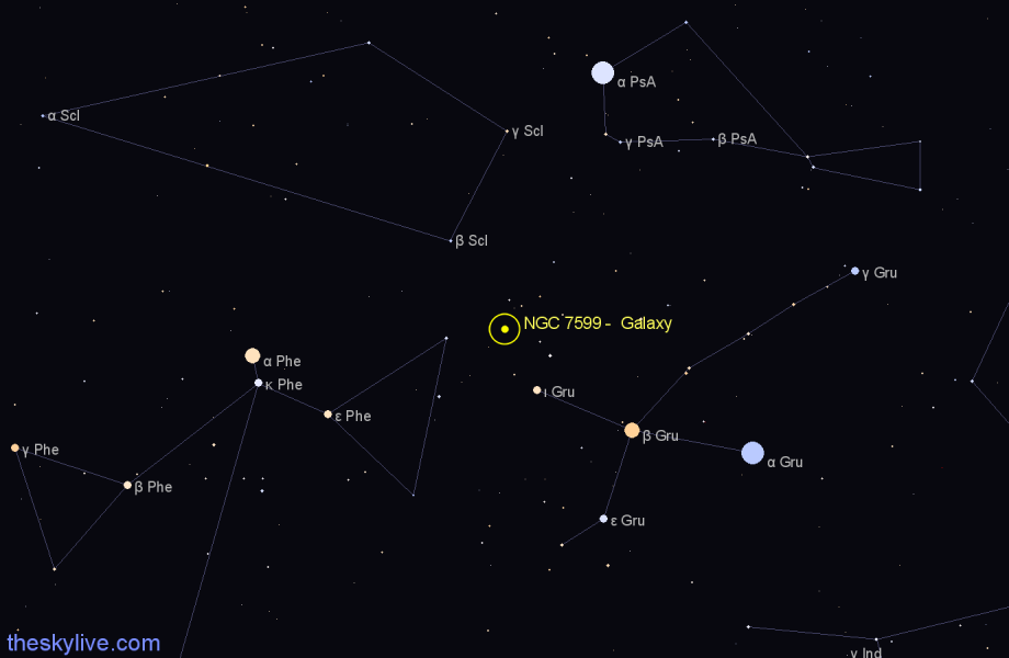 Finder chart NGC 7599 -  Galaxy in Grus star