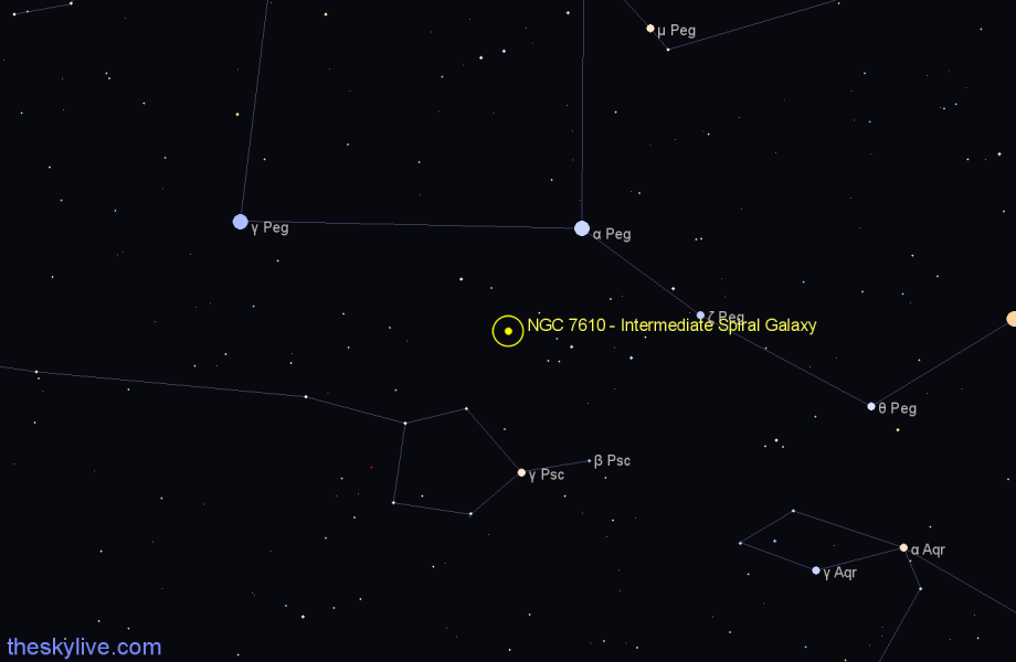 Finder chart NGC 7610 - Intermediate Spiral Galaxy in Pegasus star