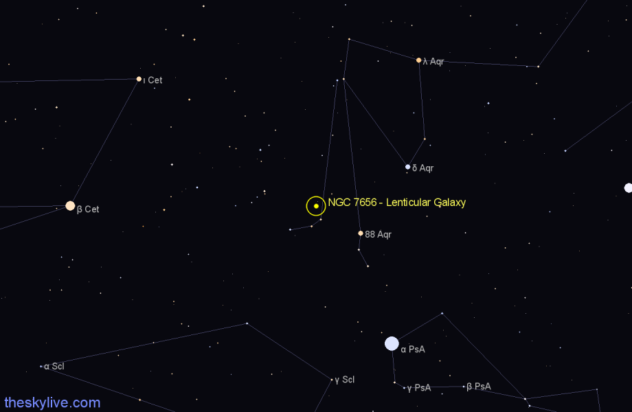 Finder chart NGC 7656 - Lenticular Galaxy in Aquarius star
