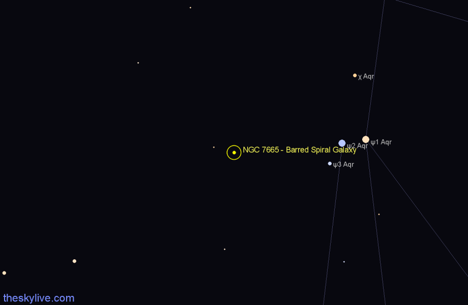 Finder chart NGC 7665 - Barred Spiral Galaxy in Aquarius star