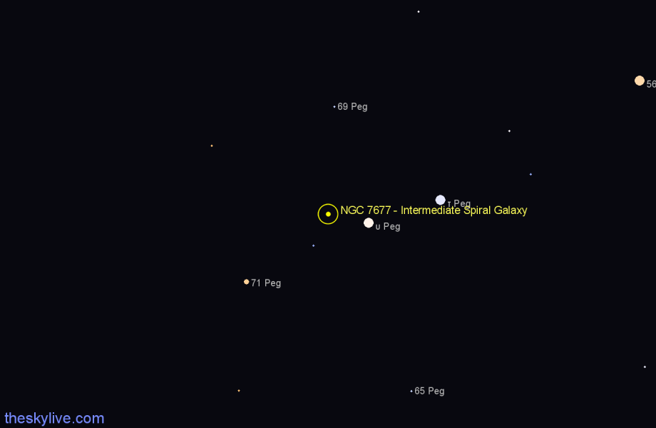 Finder chart NGC 7677 - Intermediate Spiral Galaxy in Pegasus star