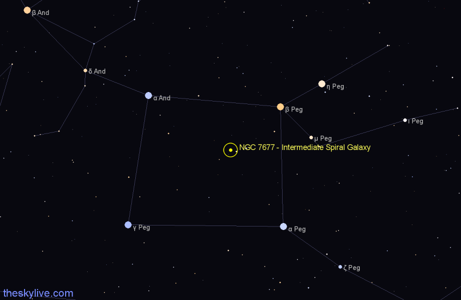 Finder chart NGC 7677 - Intermediate Spiral Galaxy in Pegasus star