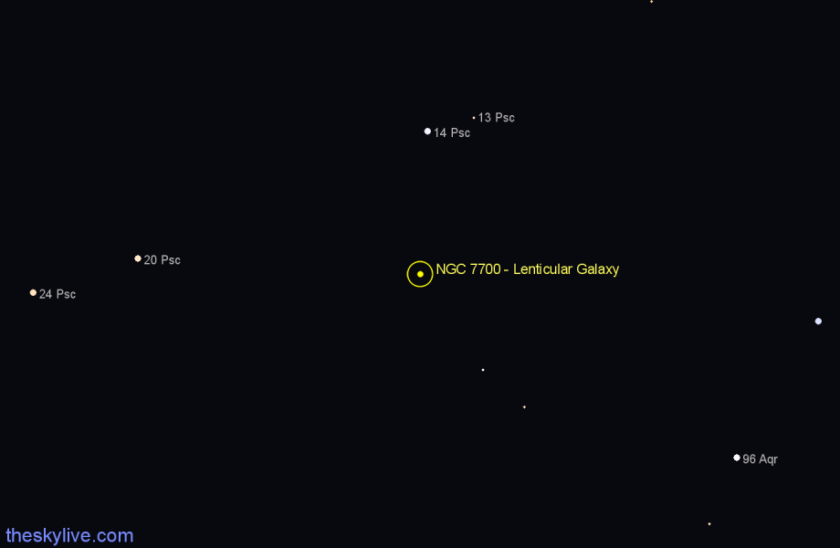 Finder chart NGC 7700 - Lenticular Galaxy in Pisces star