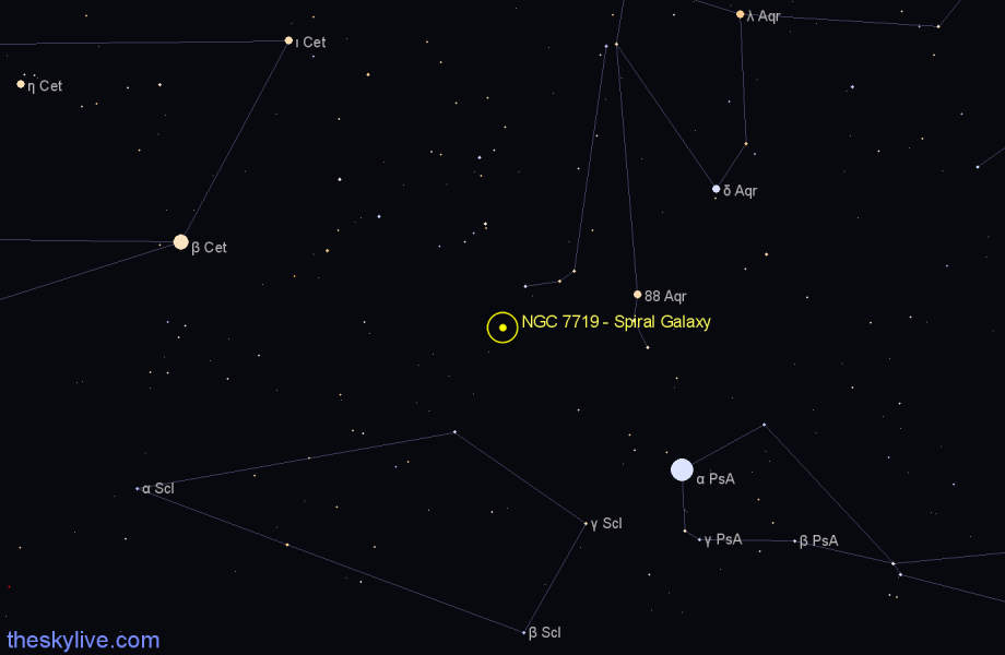 Finder chart NGC 7719 - Spiral Galaxy in Aquarius star