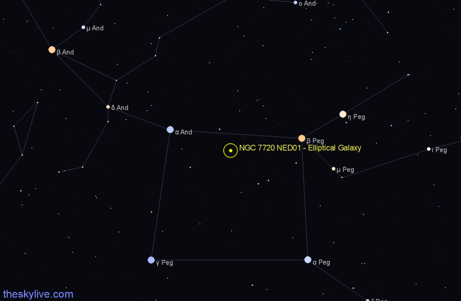 Finder chart NGC 7720 NED01 - Elliptical Galaxy in Pegasus star