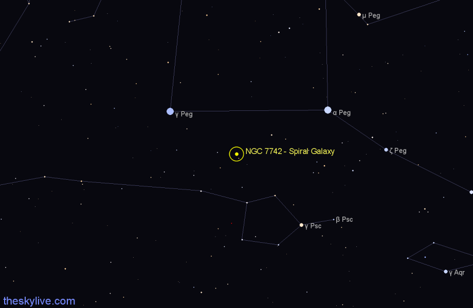 Finder chart NGC 7742 - Spiral Galaxy in Pegasus star