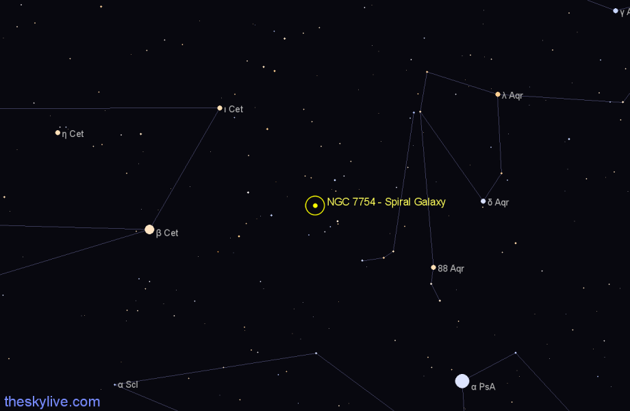 Finder chart NGC 7754 - Spiral Galaxy in Aquarius star