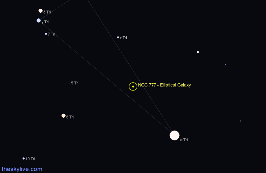 Finder chart NGC 777 - Elliptical Galaxy in Triangulum star