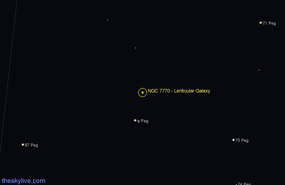 Finder chart NGC 7770 - Lenticular Galaxy in Pegasus star