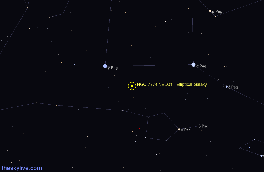 Finder chart NGC 7774 NED01 - Elliptical Galaxy in Pegasus star