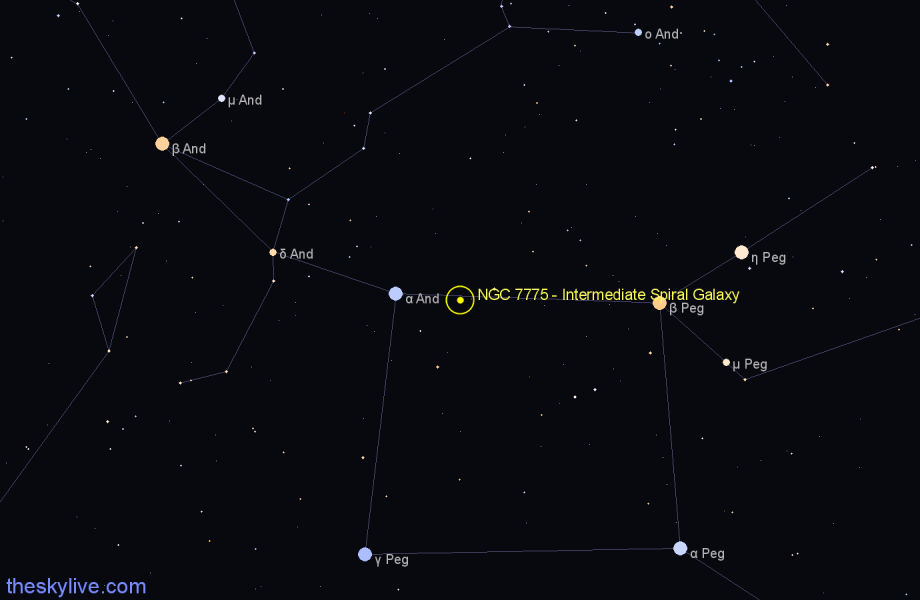 Finder chart NGC 7775 - Intermediate Spiral Galaxy in Pegasus star