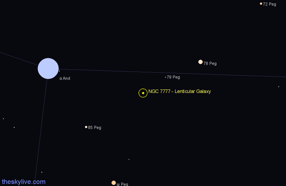 Finder chart NGC 7777 - Lenticular Galaxy in Pegasus star