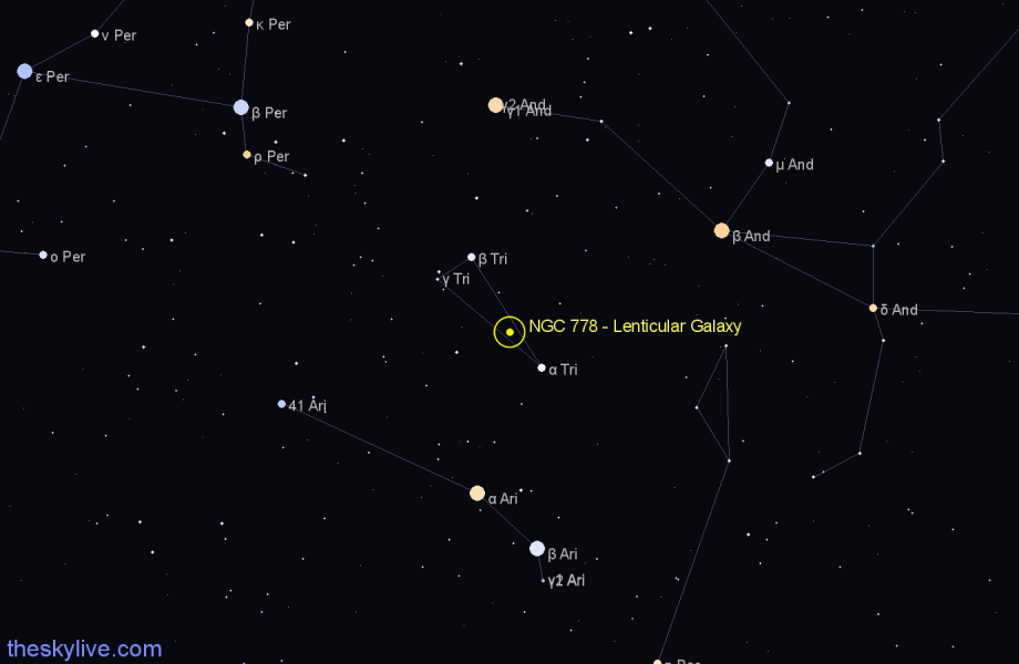 Finder chart NGC 778 - Lenticular Galaxy in Triangulum star