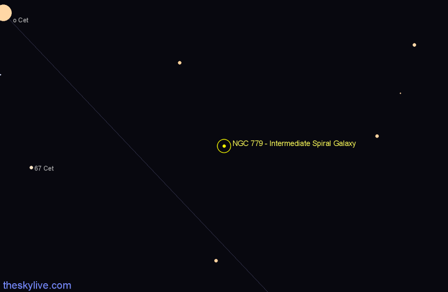 Finder chart NGC 779 - Intermediate Spiral Galaxy in Cetus star