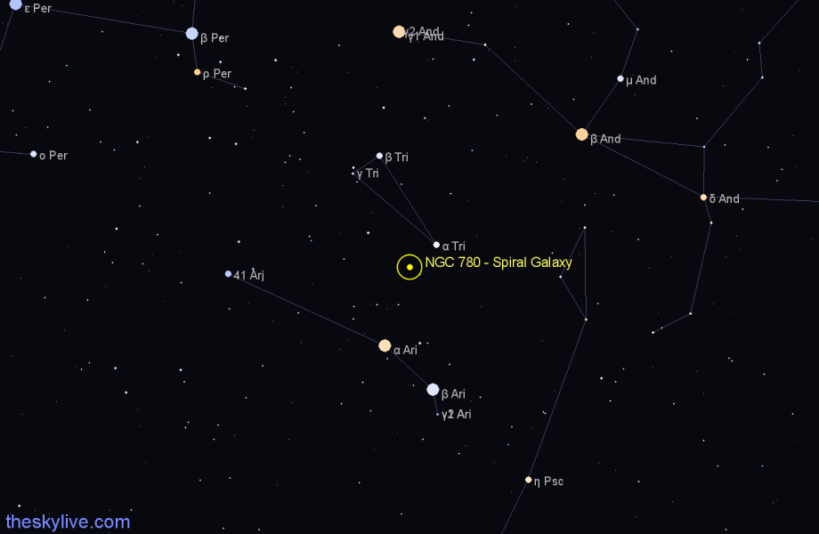 Finder chart NGC 780 - Spiral Galaxy in Triangulum star