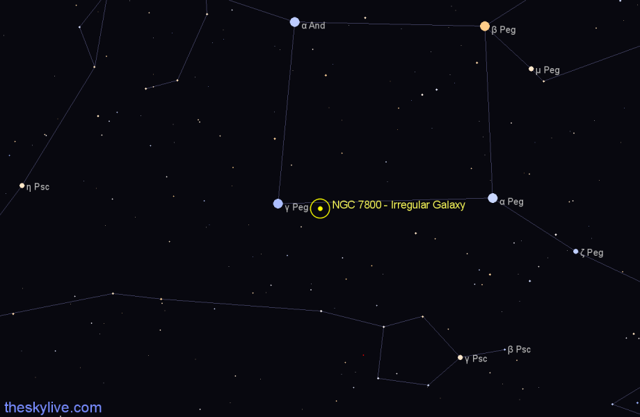 Finder chart NGC 7800 - Irregular Galaxy in Pegasus star
