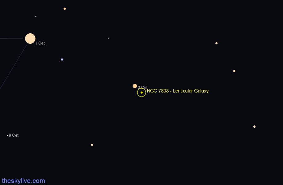 Finder chart NGC 7808 - Lenticular Galaxy in Cetus star