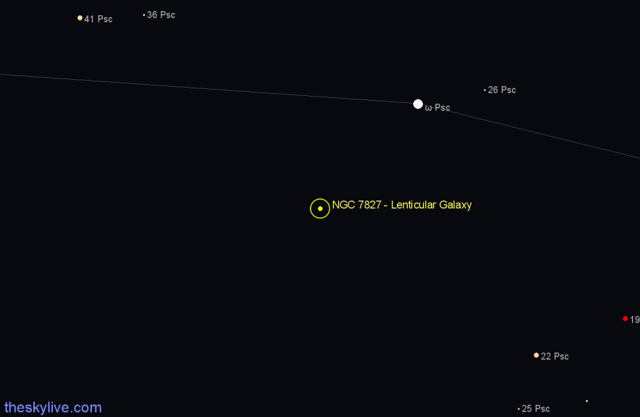 Finder chart NGC 7827 - Lenticular Galaxy in Pisces star