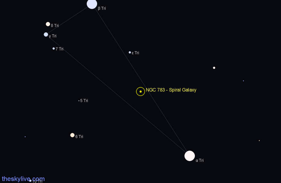 Finder chart NGC 783 - Spiral Galaxy in Triangulum star