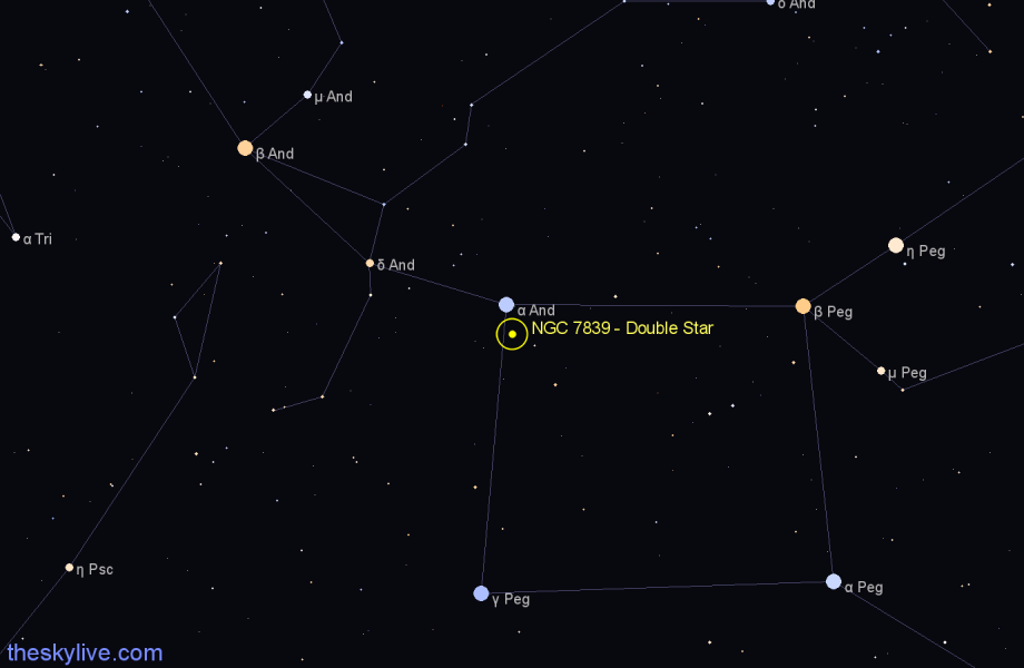 Finder chart NGC 7839 - Double Star in Pegasus star